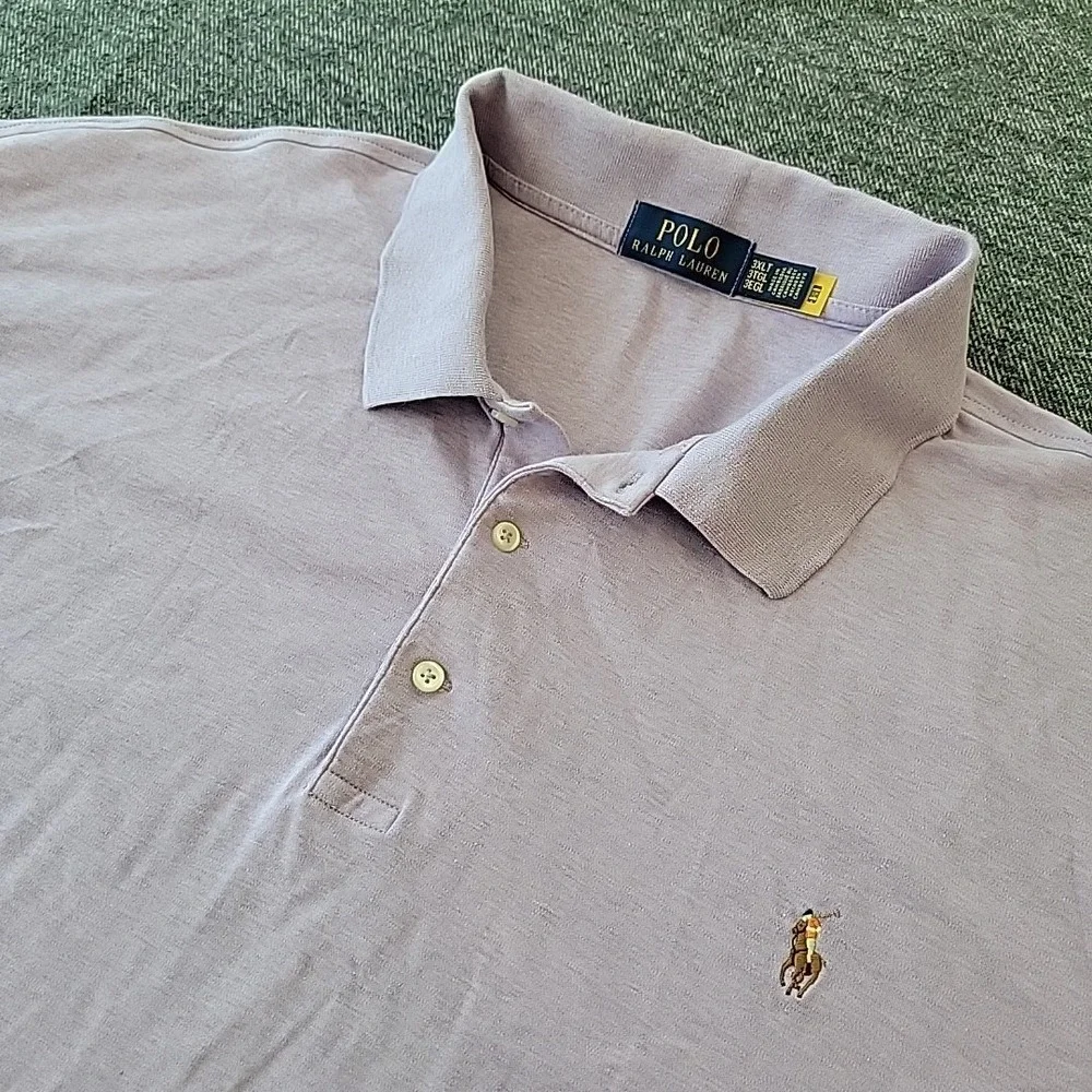Polo Ralph Lauren Polo‎ Shirt Men's 3XLT Tall Purple Pique Cotton Pony Logo Golf